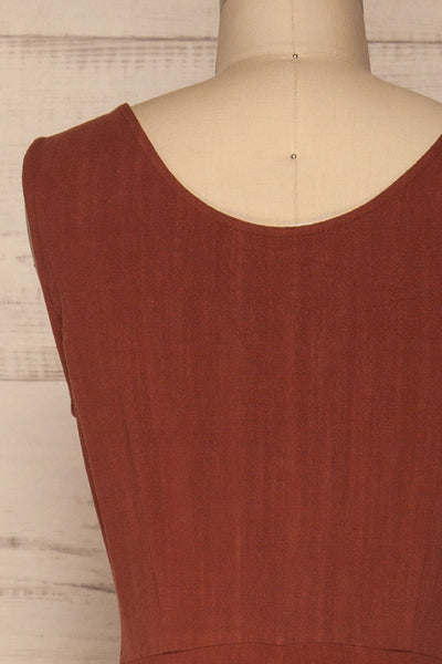 Canitas Rust Brown Linen Jumpsuit with Buttons | La Petite Garçonne 6