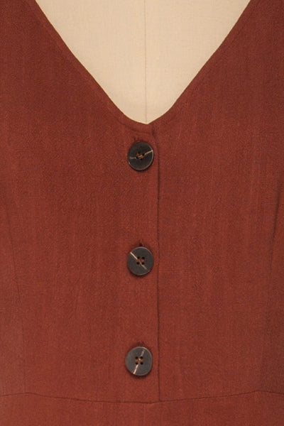 Canitas Rust Brown Linen Jumpsuit with Buttons | La Petite Garçonne 8
