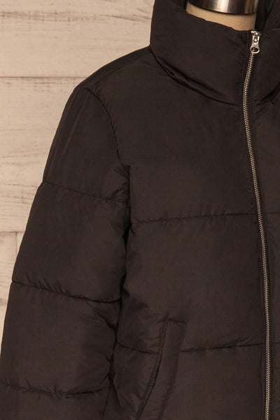 Canonero Black Cropped Puffer Jacket | La petite garçonne side close-up