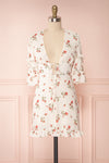 Cantabella Cream Floral Short Dress w/ Frills | Boutique 1861 front view