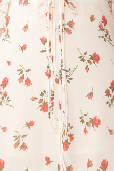 Cantabella Cream Floral Short Dress w/ Frills | Boutique 1861 fabric
