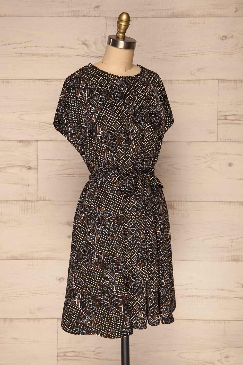 Cantzama Black Patterned T-Shirt Dress | La petite garçonne side view