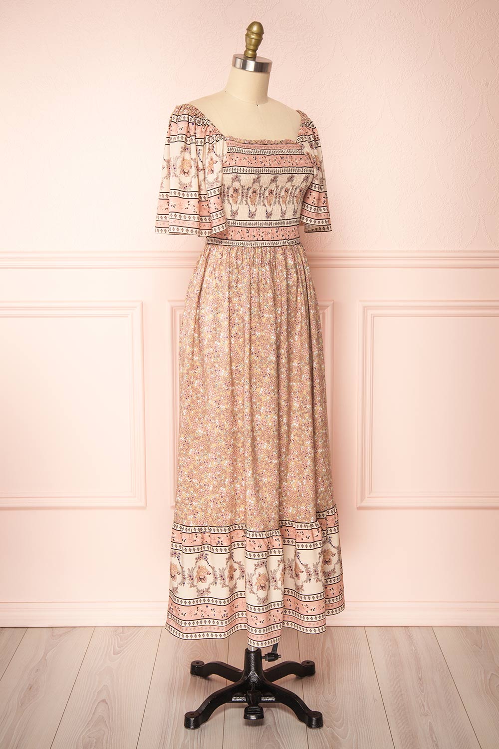 Caphira Patterned Short Sleeve Maxi Dress | Boutique 1861 side view 