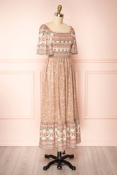 Caphira Patterned Short Sleeve Maxi Dress | Boutique 1861 side view