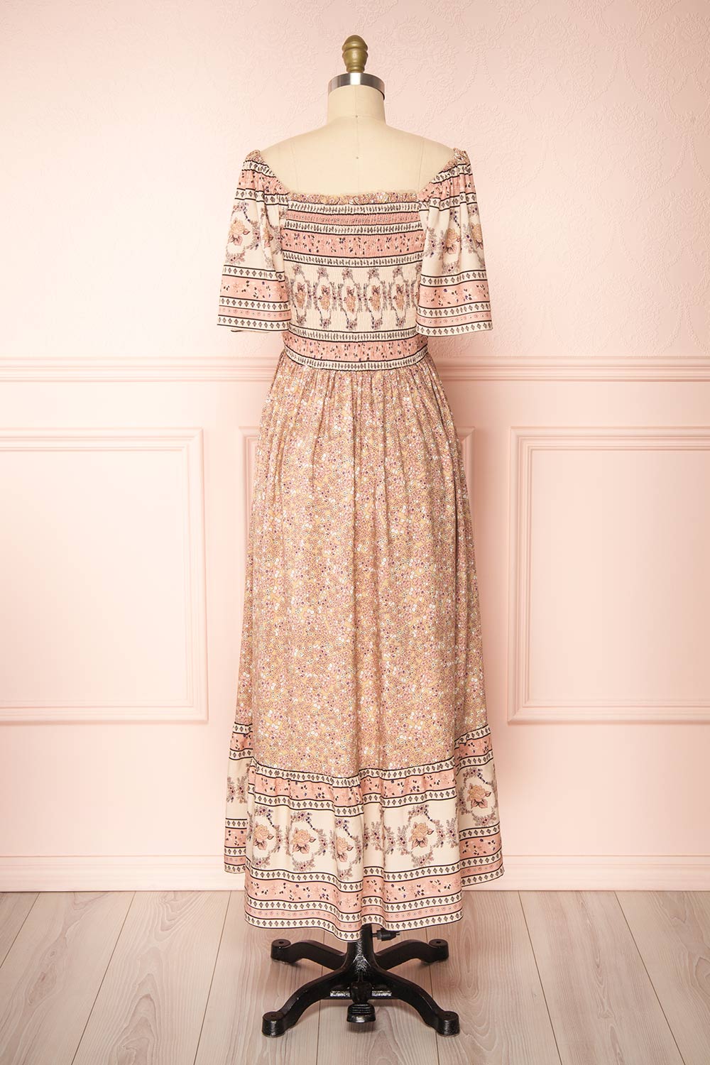 Caphira Patterned Short Sleeve Maxi Dress | Boutique 1861 back view 