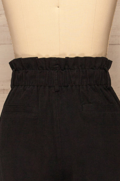 Capone Black High-Waisted Cropped Pants | La petite garçonne back close-up