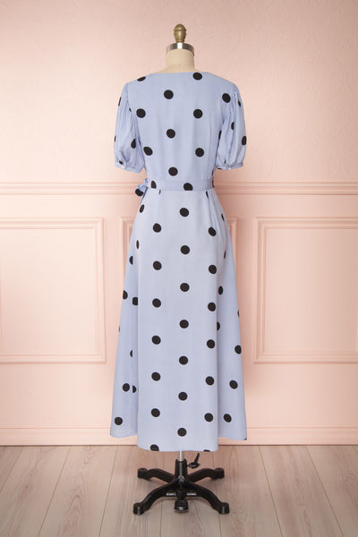 Capselle Lavender Polka Dot Midi Wrap Dress | Boutique 1861 back view