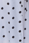 Capselle Lavender Polka Dot Midi Wrap Dress | Boutique 1861 fabric
