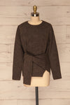 Capuli Dark Brown Knitted Sweater | La petite garçonne front view