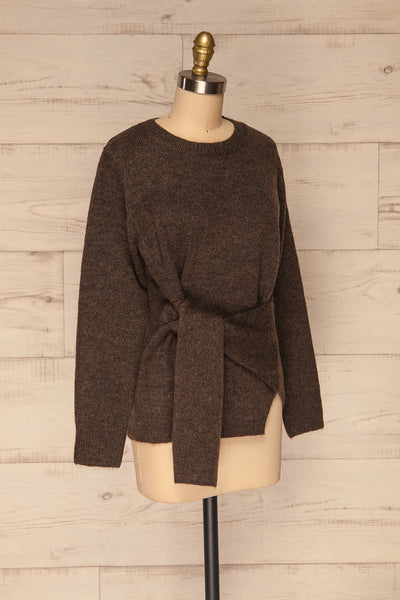 Capuli Dark Brown Knitted Sweater | La petite garçonne side view