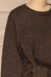 Capuli Dark Brown Knitted Sweater | La petite garçonne side close-up