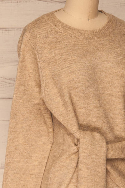 Capuli Light Beige Knitted Sweater | La petite garçonne side close-up