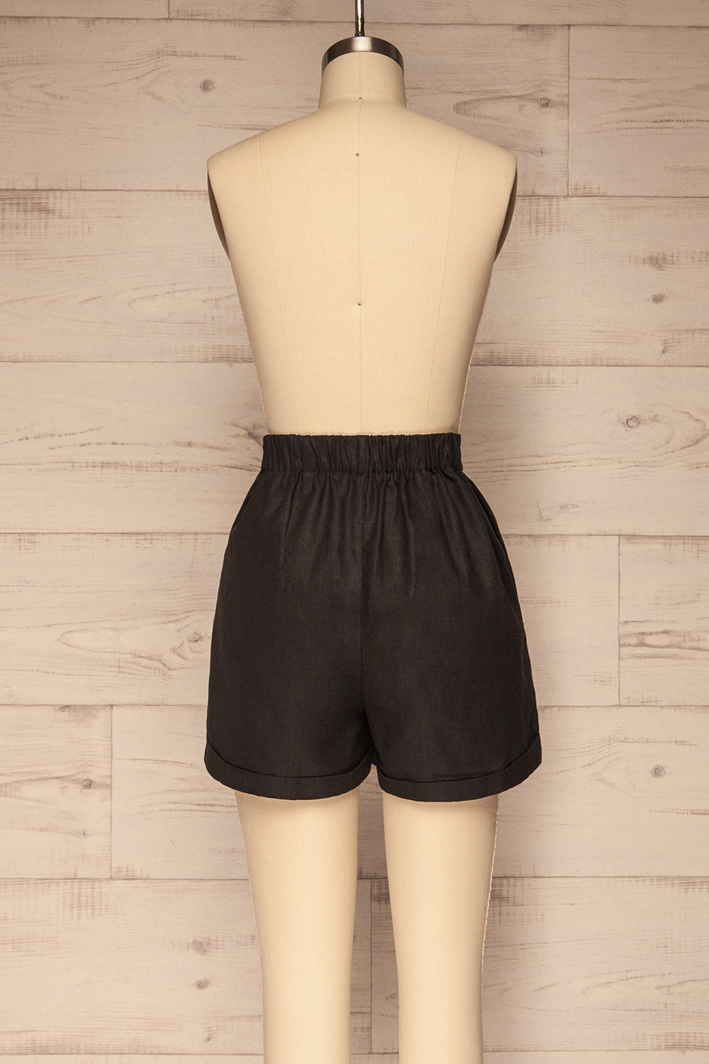 Capzol Pepper Black High Waist Shorts | La petite garçonne back view 