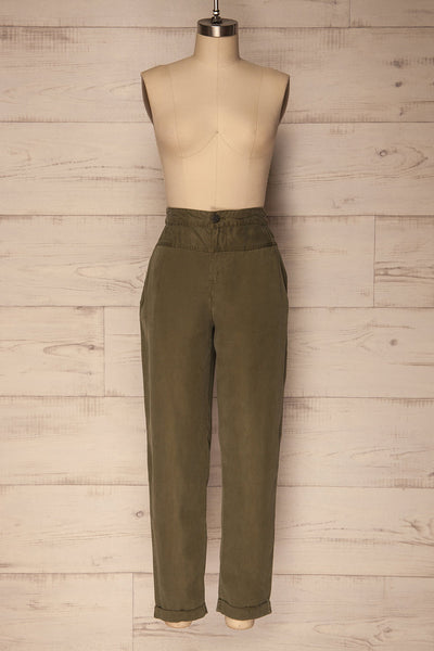 Reigate Olive Green Tapered Summer Pants | La Petite Garçonne