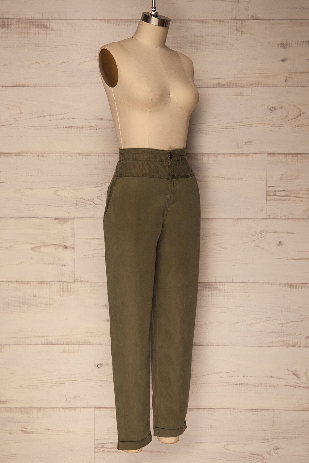 Reigate Olive Green Tapered Summer Pants | La Petite Garçonne 3