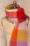 Carbillo Colorful Soft Knit Scarf with Fringe | Front Rearrangement Close Up | La Petite Garçonne