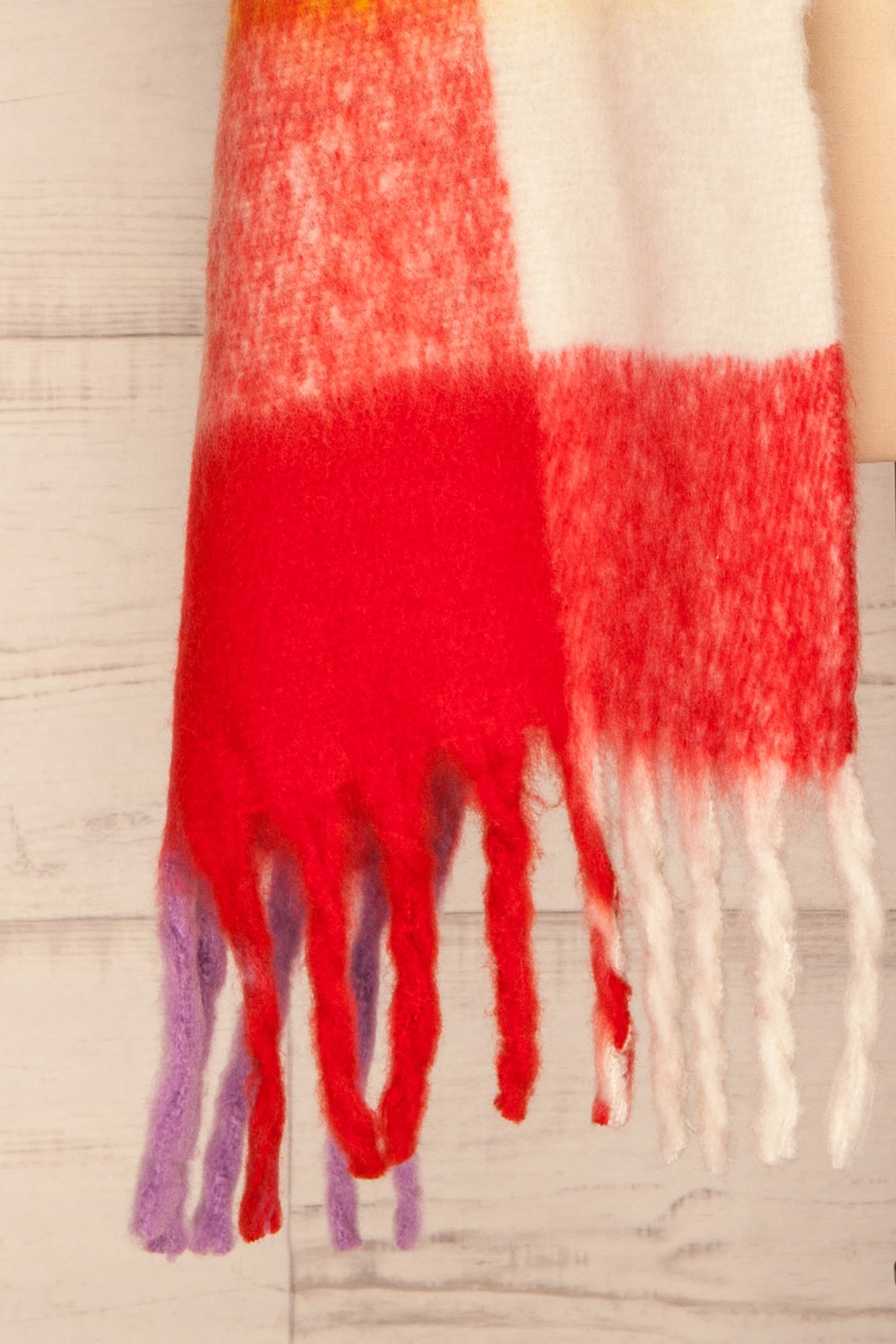  Carbillo Colorful Soft Knit Scarf with Fringe | Fabric Detail | La Petite Garçonne