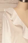 Carcelen White Ruffled Collar Blouse side close up | La petite garçonne