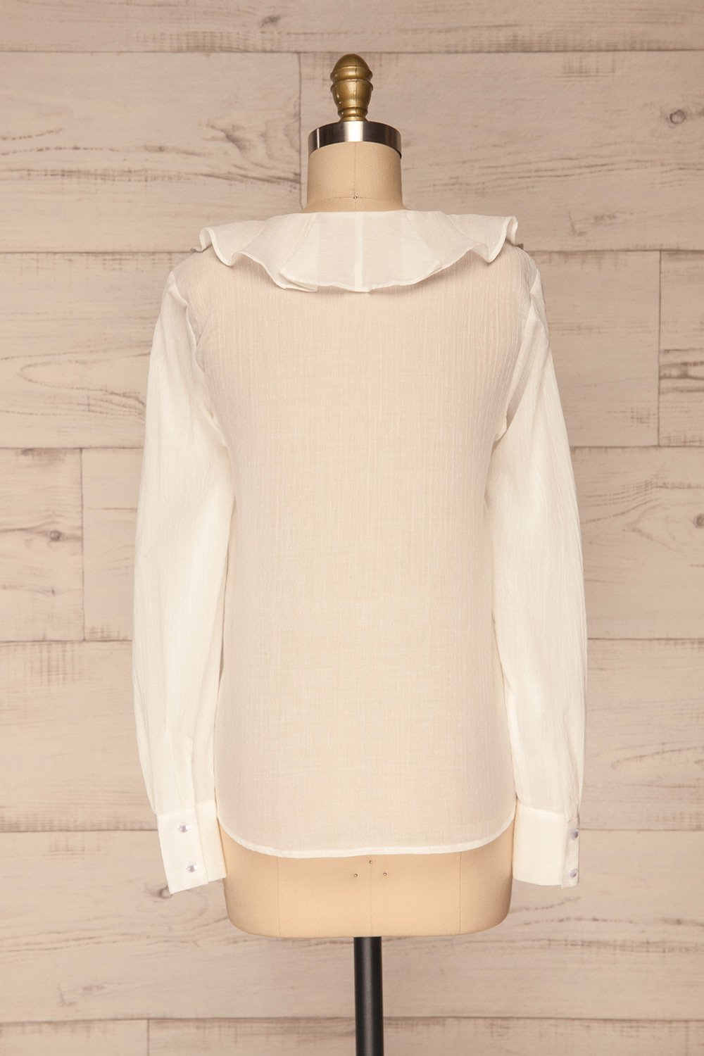 Carcelen White Ruffled Collar Blouse back view | La petite garçonne