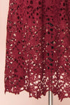 Carin Bourgogne Burgundy Lace A-Line Cocktail Dress | Bottom Close Up | Boutique 1861