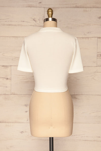 Carini Day White Soft Knit Cropped T-Shirt | BACK VIEW | La Petite Garçonne