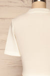 Carini Day White Soft Knit Cropped T-Shirt | BACK CLOSE UP  | La Petite Garçonne