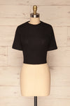 Carini Night Black Soft Knit Cropped T-Shirt | FRONT VIEW | La Petite Garçonne