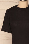 Carini Night Black Soft Knit Cropped T-Shirt | FONT CLOSE UP | La Petite Garçonne