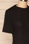 Carini Night Black Soft Knit Cropped T-Shirt | SIDE CLOSE UP | La Petite Garçonne