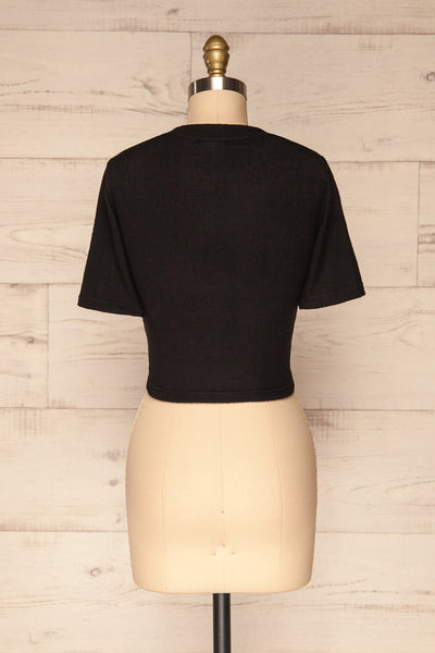 Carini Night Black Soft Knit Cropped T-Shirt | BACK VIEW | La Petite Garçonne