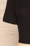 Carini Night Black Soft Knit Cropped T-Shirt | SLEEVE CLOSE UP | La Petite Garçonne