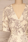 Cariyacu Off-White Floral Wrap Dress | La petite garçonne front close-up