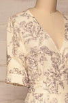 Cariyacu Off-White Floral Wrap Dress | La petite garçonne  side close-up