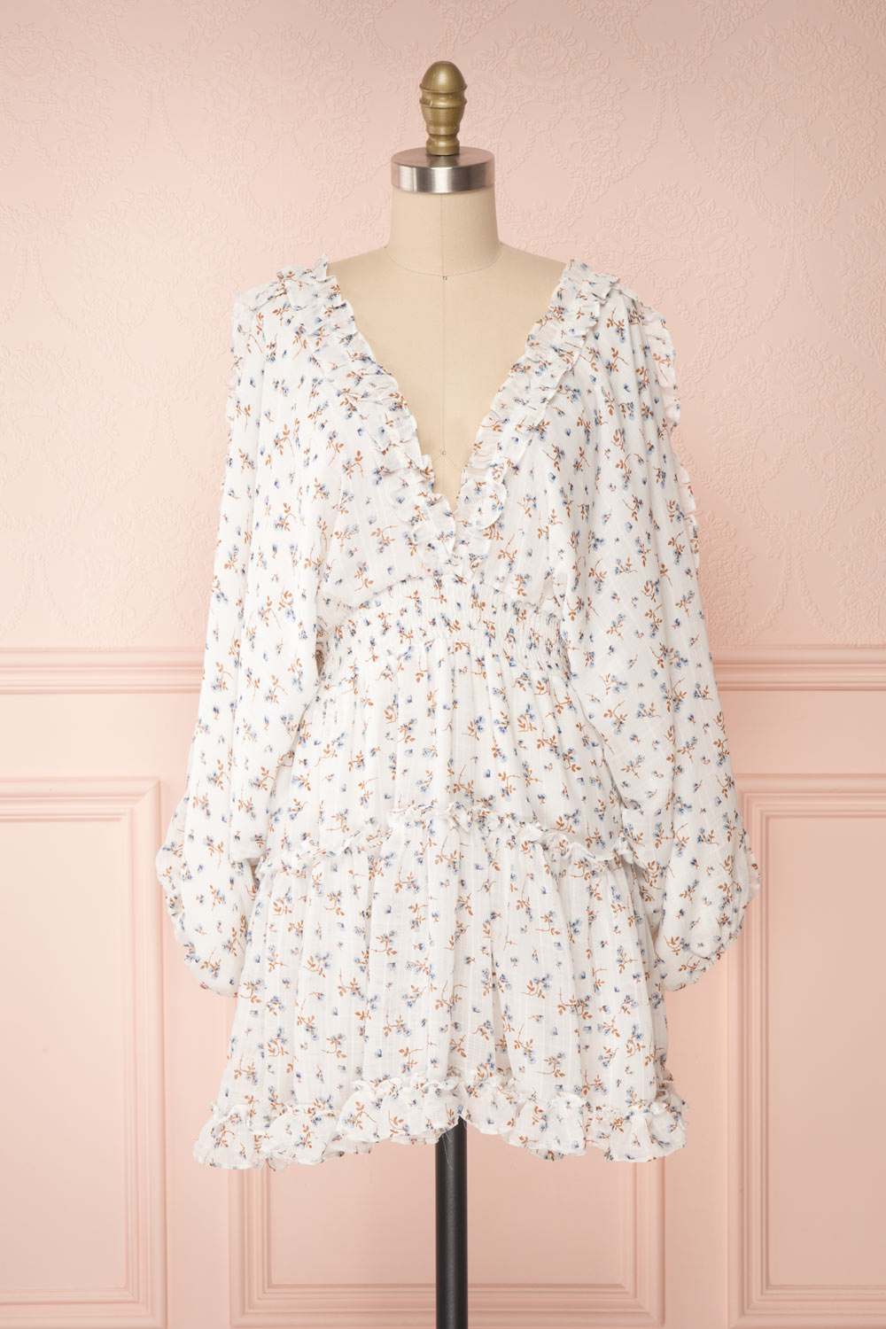 Carling White Floral Long Sleeve Dress | Boutique 1861