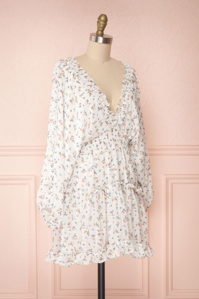 Carling White Floral Long Sleeve Dress | Boutique 1861 side view