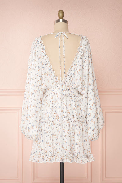 Carling White Floral Long Sleeve Dress | Boutique 1861 back view