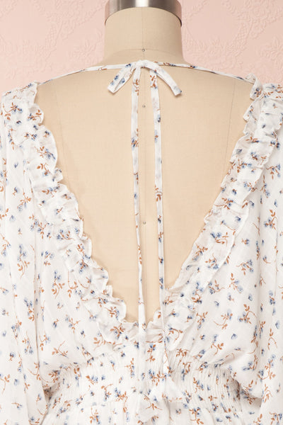 Carling White Floral Long Sleeve Dress | Boutique 1861 back close up