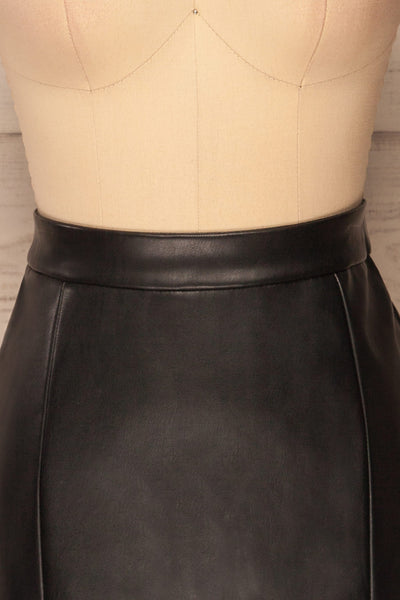 Carrasco Black Faux-Leather Mini Skirt | La petite garçonne front close up