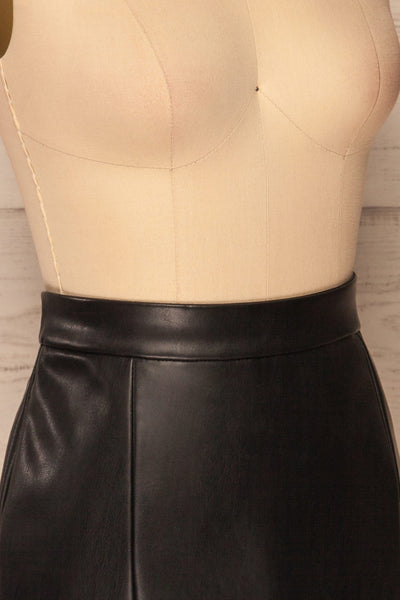 Carrasco Black Faux-Leather Mini Skirt | La petite garçonne side close up