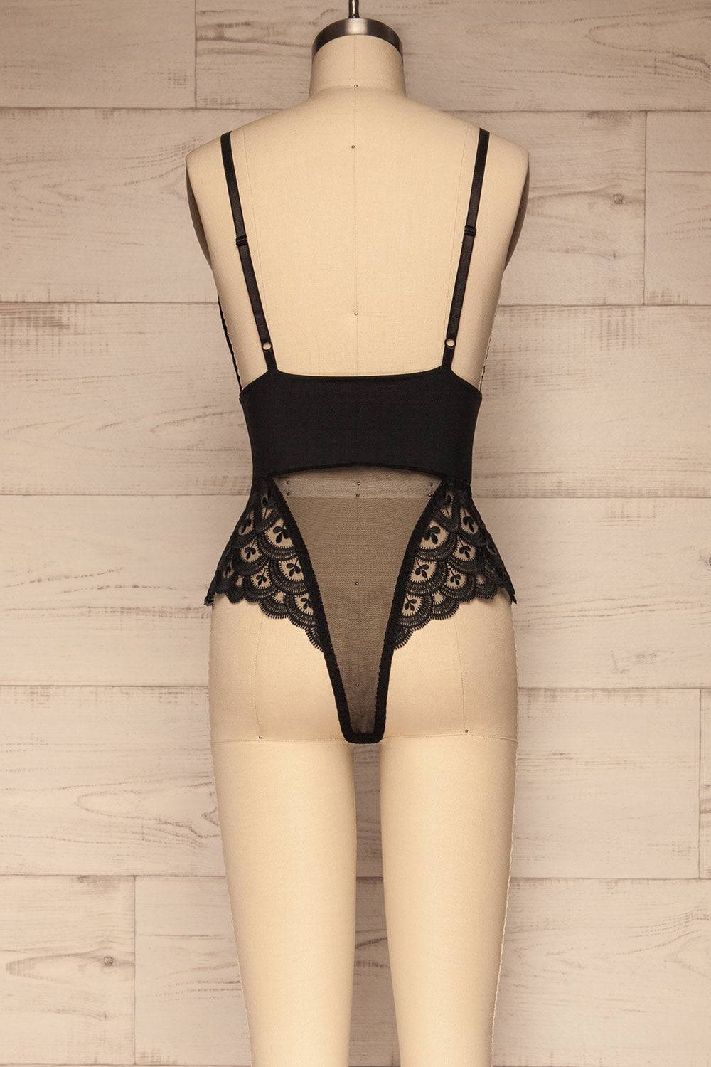 Casacay Black Mesh Lace Bodysuit | La petite garçonne back view