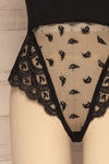 Casacay Black Mesh Lace Bodysuit | La petite garçonne bottom close-up
