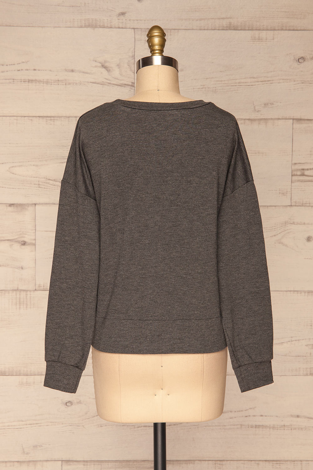 Cascajo Grey Long Sleeved Top | Chandail | La Petite Garçonne back view 