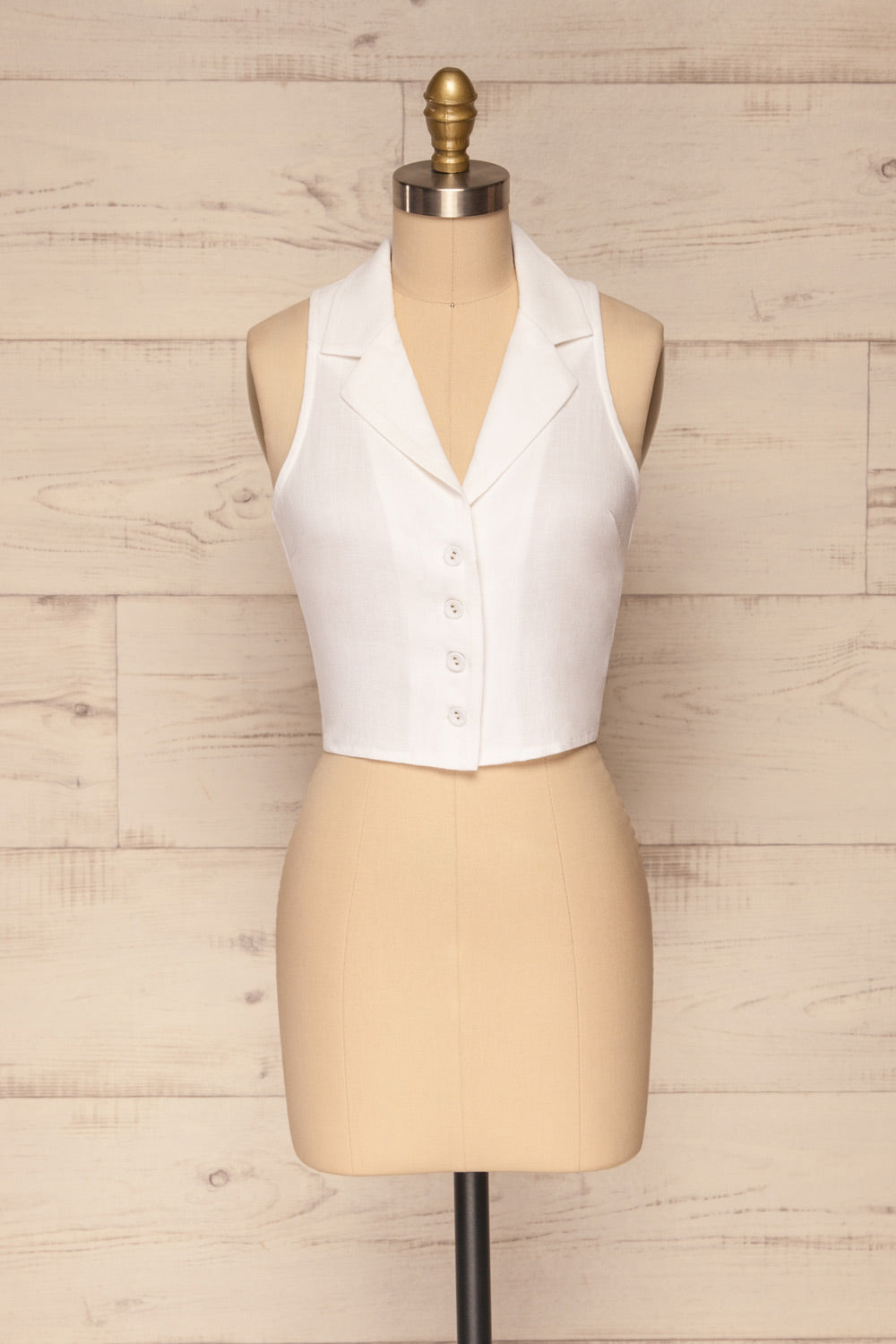 Cascarilla White Sleeveless Blouse | La petite garçonne front view