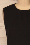 Cascol Black Button-Up Sleeveless Top | La petite garçonne front close-up