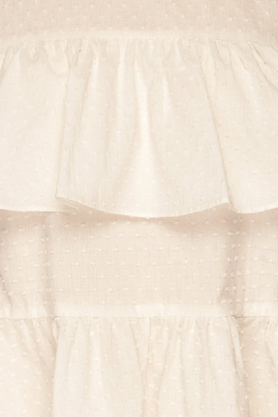 Cashapata White Embossed See-Through Ruffle Top | La petite garçonne fabric