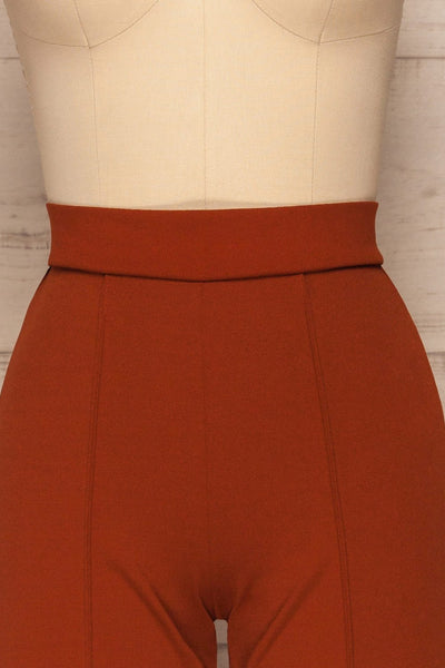 Casita Rust Orange High-Waisted Pants front close up | La petite garçonne