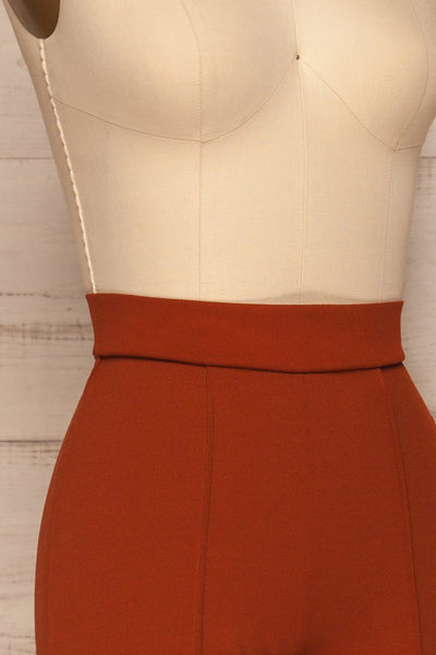 Casita Rust Orange High Waisted Pants side close up | La petite garçonne