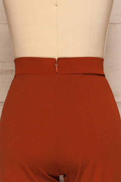 Casita Rust Orange High Waisted Pants back close up | La petite garçonne