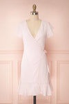 Cassie Blush Short Wrap Dress | Boutique 1861 front view
