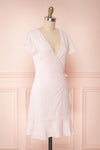 Cassie Blush Short Wrap Dress | Boutique 1861 side view